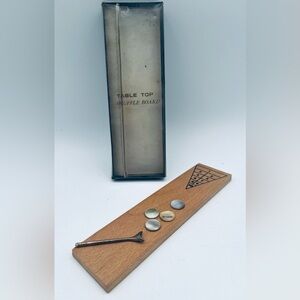 Vintage Tabletop Desktop Shuffleboard Game Gift Display Mother Of Pearl